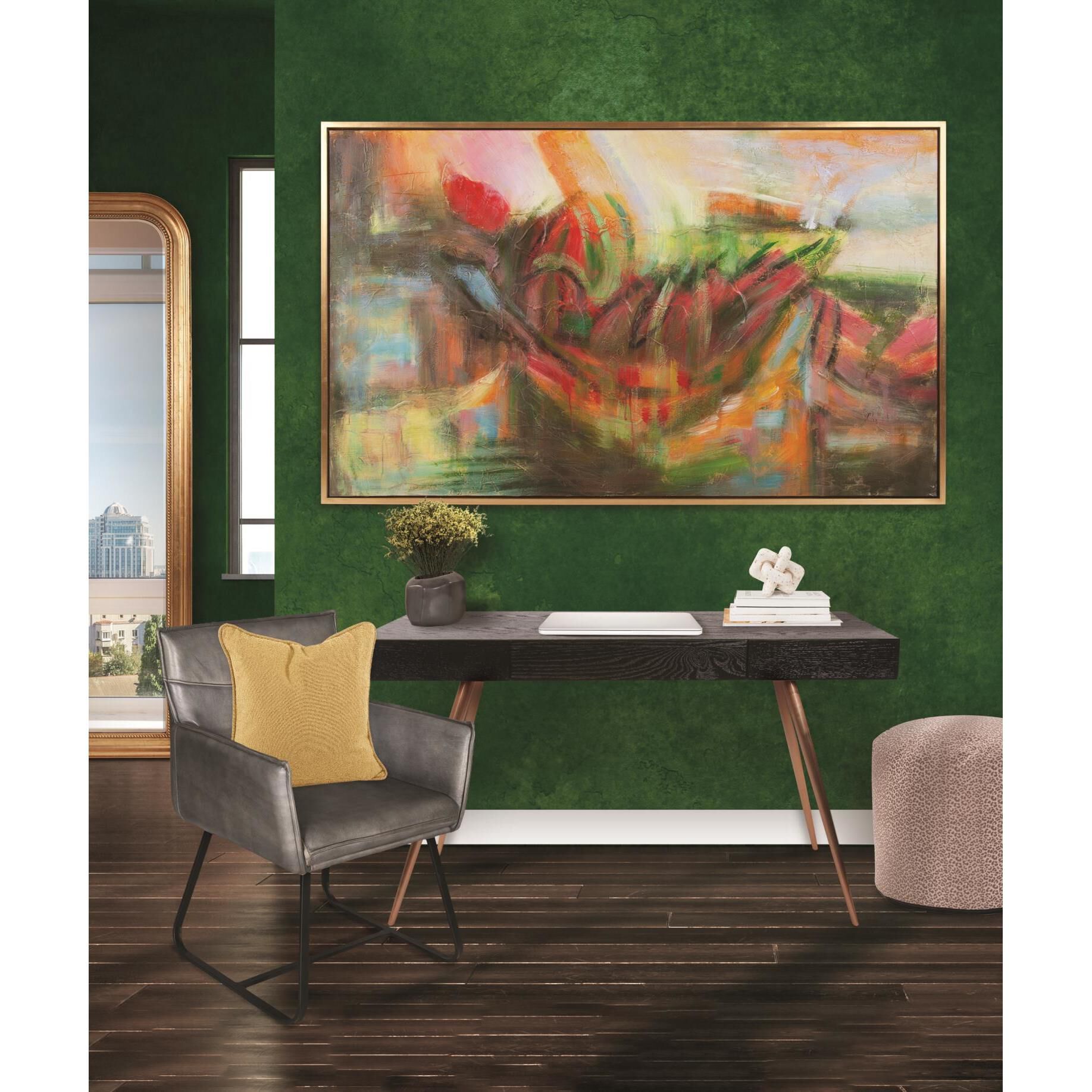 Millard 50 inch Black and Antique Brass Writing Desk